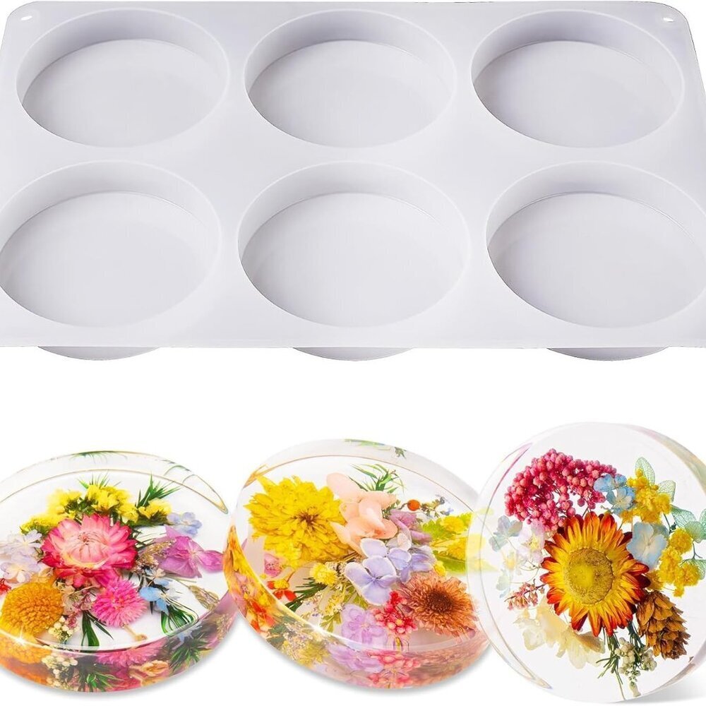 Extra Deep Coaster Resin Molds Silicone, Large 6 Cavity Silicone Molds for Resin
